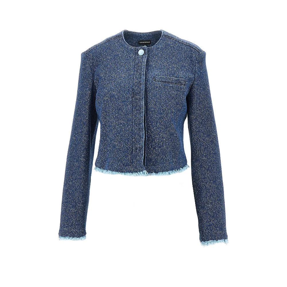Emporio Armani Buttoned Denim Cropped Jacket